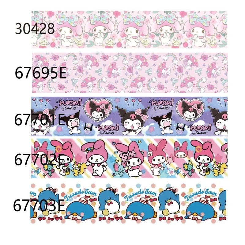 5Yards My Melody Kuromi Sanrio Cartoon Grosgrain Ribbon 25mm for Hairbows Crafts Materials  Decoration