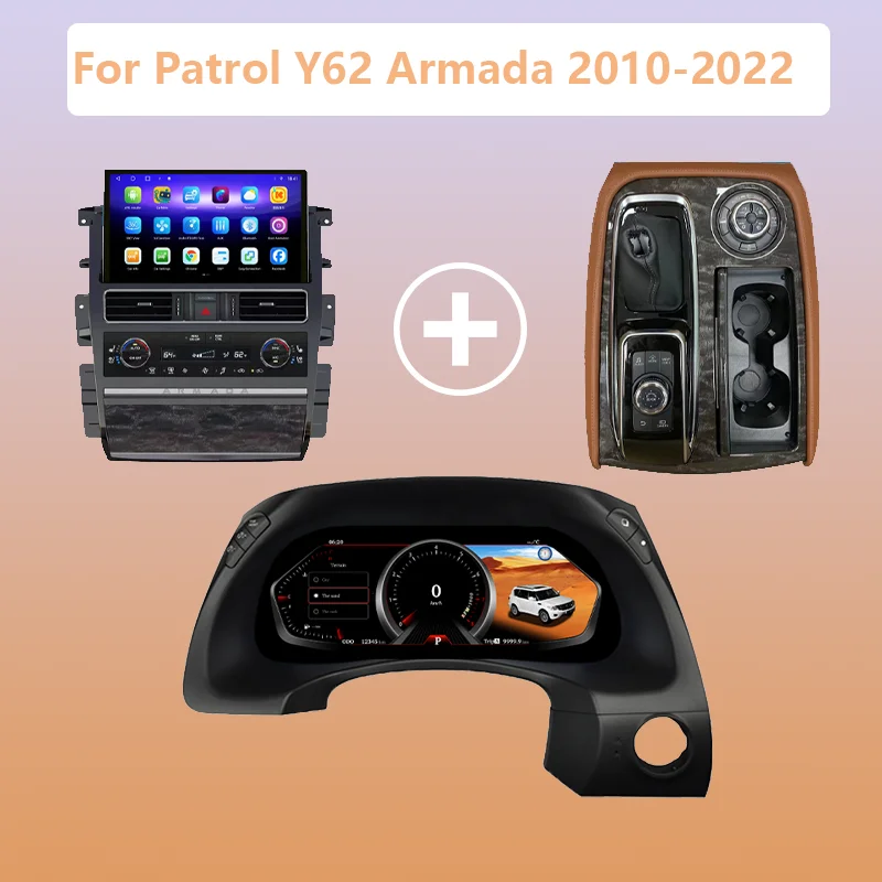 Upgrade Digital Cluster For Nissan Patrol Y62 Armada 2009-2017 Android 11 Car Multimedia knob Central Control Interior Dashboard