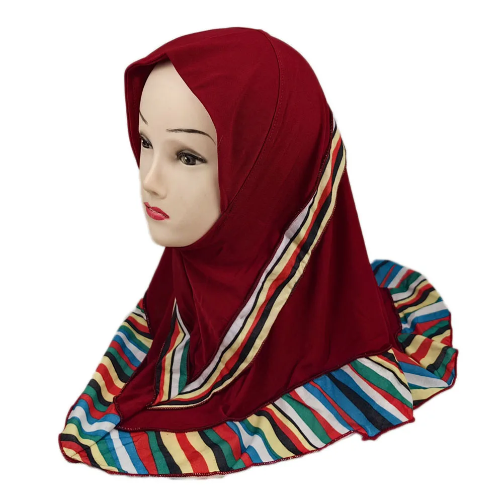 Amira cachecol hijab muçulmano, para meninas, lenço islâmico para a cabeça, cobertura completa, xales, chapéu para crianças