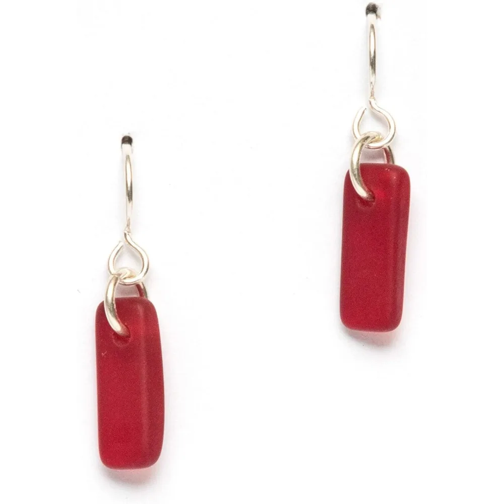 

Sustainable Handmade Sea Glass Drop Earrings Recycled Beach Glass Jewelry USA