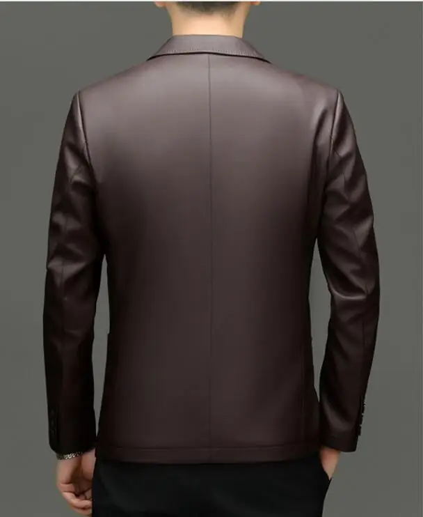 8557 Sheep Leather Casual Suit Men\'s Jacket Slim Spring and Autumn Thin Section Black Brown