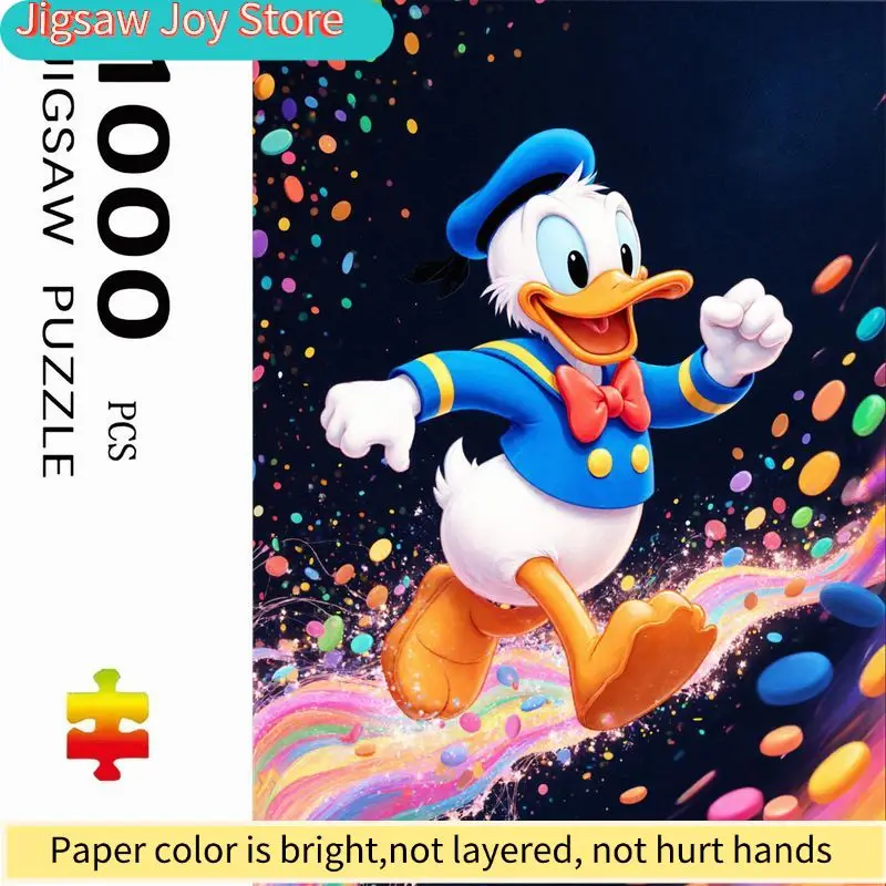 

Donald Duck Dynamic Running Theme Jigsaw Puzzle, 50cm x 70cm, Classic -White-Red Design with Starry Sky Background and -Purpl