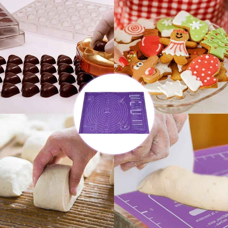 60cm Silicone Kneading Mat Baking Mat Sheet Dough Mat for Kitchen Rolling Dough Pizza Non-Stick Maker Baking Cake BreadTools