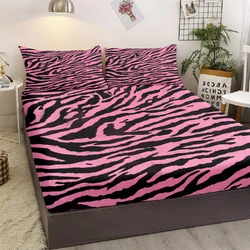 Pink Leopard Print Sheet Set Zebra Skin Ultra Soft 100% Microfiber Breathable Comfortable Bed Sheet Set 3 Pieces