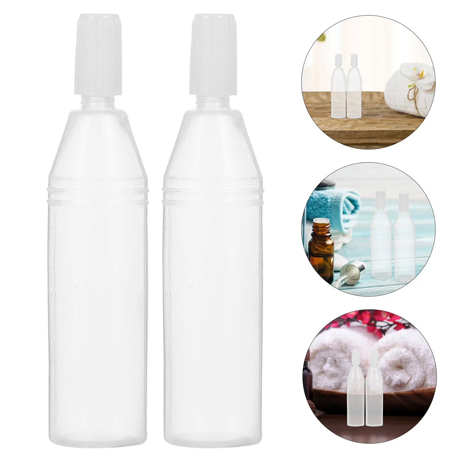 100Pcs 10Ml Transparent Plastic Dropper Bottles with White Screw Caps for Essential Oils Travel Home Office Refillable Liquid