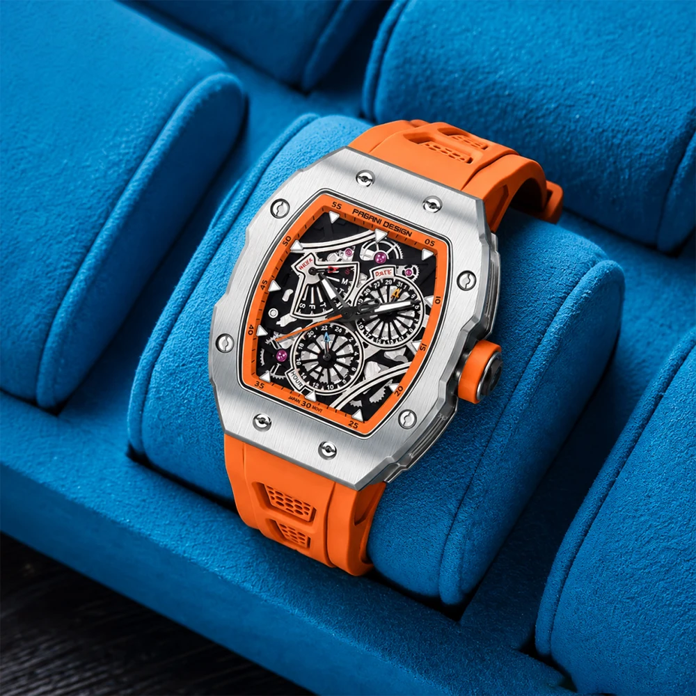 PAGANI DESIGN VH88 Multifunctional Men's Quartz Watch Luxury Sapphire Glass Sports Watch 100M Waterproof Luminous Watch Men+box