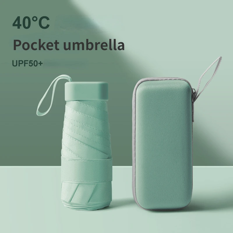 Mini Pocket Rain Umbrella, Anti UV, 6-Folding Parasol, Portable, Lightweight, Women, Men, Sunshade, Travel