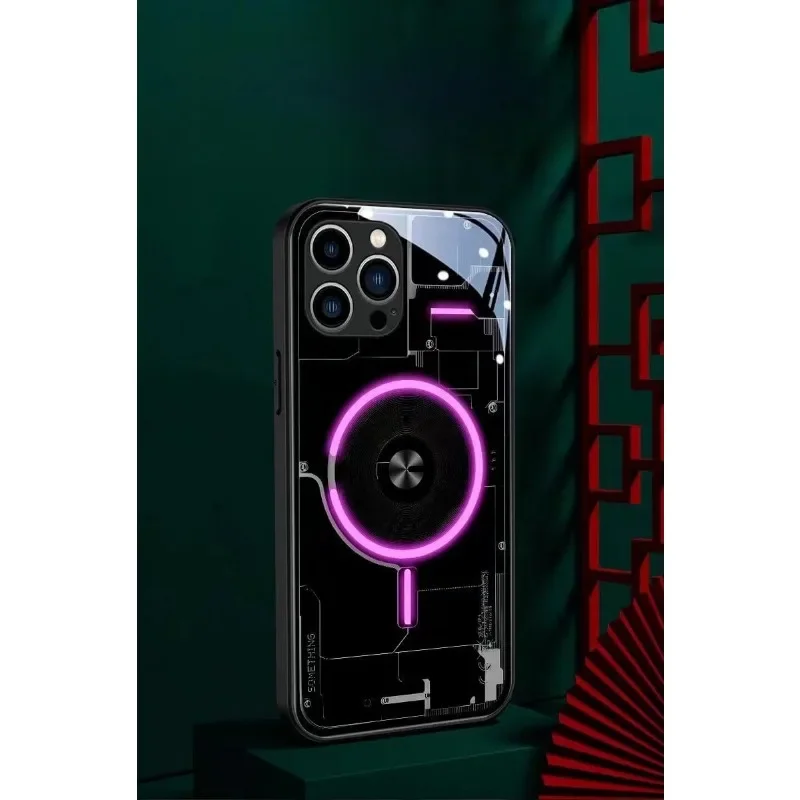 LED Light Up Flash Glass Phone Case For IPhone16 15 14 13 12 11 Pro Max Mini X XR Xs Max Shockproof Anti-scratch Protector Cover