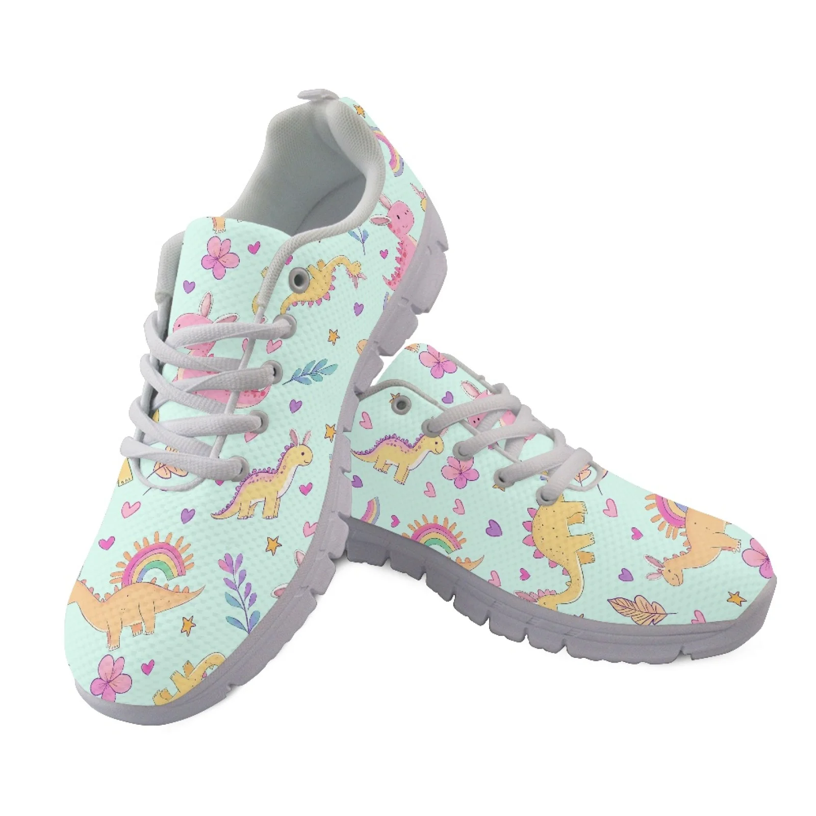 Coloranimal Colorful Dinosaur Breathable Trainers Footwear Women Running Shoes Tennis Shoes for Womens Ladies