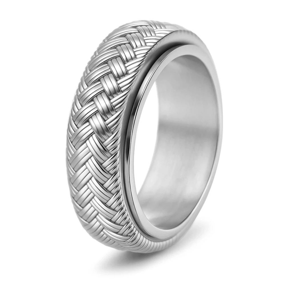 Neuer Unisex Titan-Stahl Spinner-Ring Geflochtener Rotierender Fidget-Ring Moderner Chinesischer Orientalischer Streetwear-Ring für Männer und Frauen