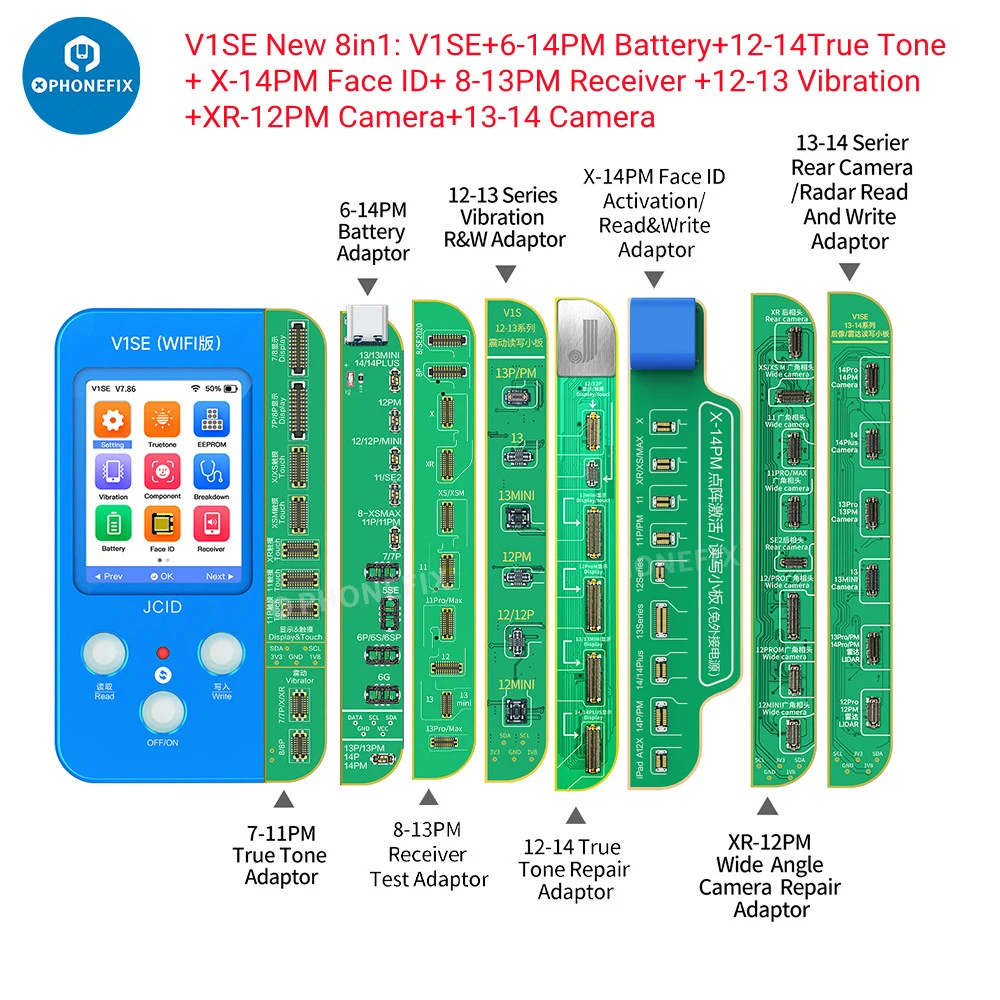 

JC V1S V1SE Phone Screen Programmer for iPhone 14 13 12 11 X XS Max 8 Photosensitive Original Color Touch Shock Baseband Repair