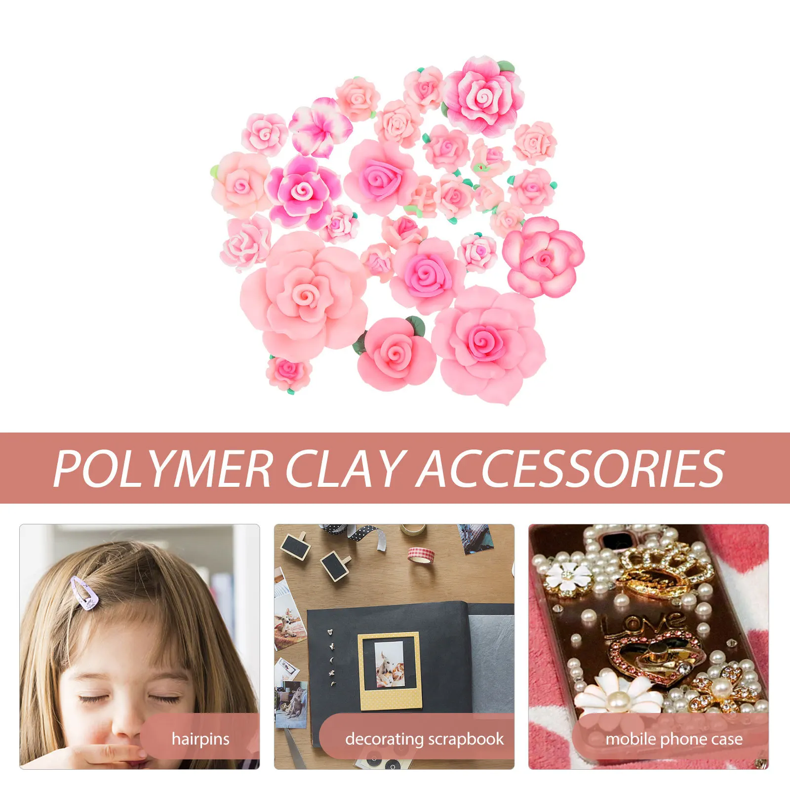 ชุดแผ่นปะดอกไม้ดินปั้น 3 มิติ 28 ชิ้น สำหรับงานประดิษฐ์ DIY ตกแต่งเคสมือถือ อุปกรณ์ทำเครื่องประดับ จี้ตกแต่งเคสมือถือ