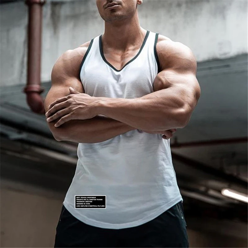 Gym Bodybuilding Workout Tank Tops Summer Fashion Sleeveless Shirt Cotton Fitness Sport Breathbale Slim Fit Muscle Men\'s Vests