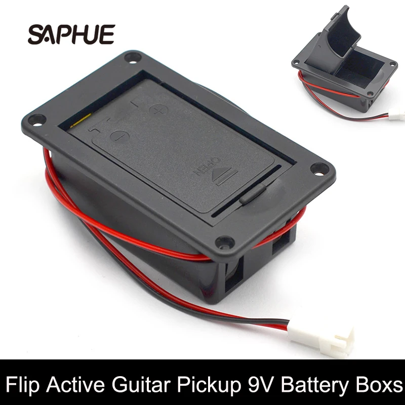 Flip Type Active Bass Guitar Pickup Battery Boxes, Holder, Case, Compartment Cover, Metal Contacts, Spring and Cable, 9V, 20Pcs