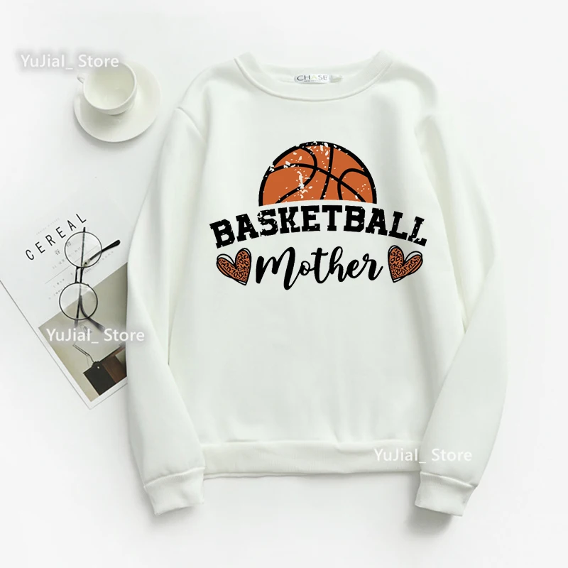 Basketball Mother Graphic Print Sweatshirt Women Leopard Love Mother'S Day Hoodies Femme Winter/Spring/Autumn Tracksuit Jumper