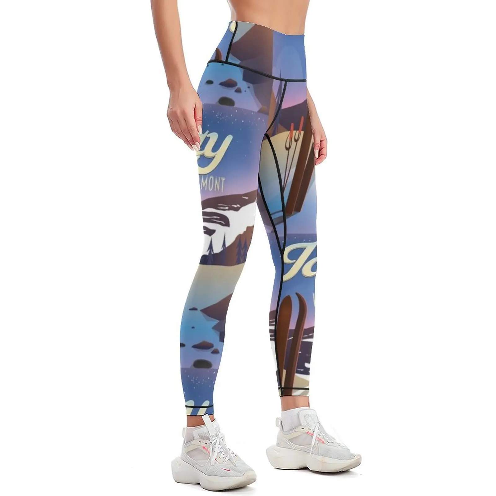 Jay Vermont USA ski poster Leggings legging gym gym top Women's sports Womens Leggings