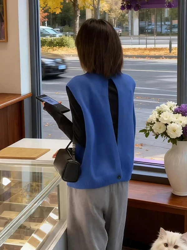 

Faionable round Ne Knitted Vest Women's Autumn Winter plus Size Ele Simple Layering oulder Top Trendy Girls Commute...