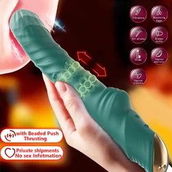 G Spot Thrusting Penis Vibrator Adult Sex Toys Clitoral Anal Stimulator Dildo with Beaded Push Aside Pinching Orgasm Pleasure