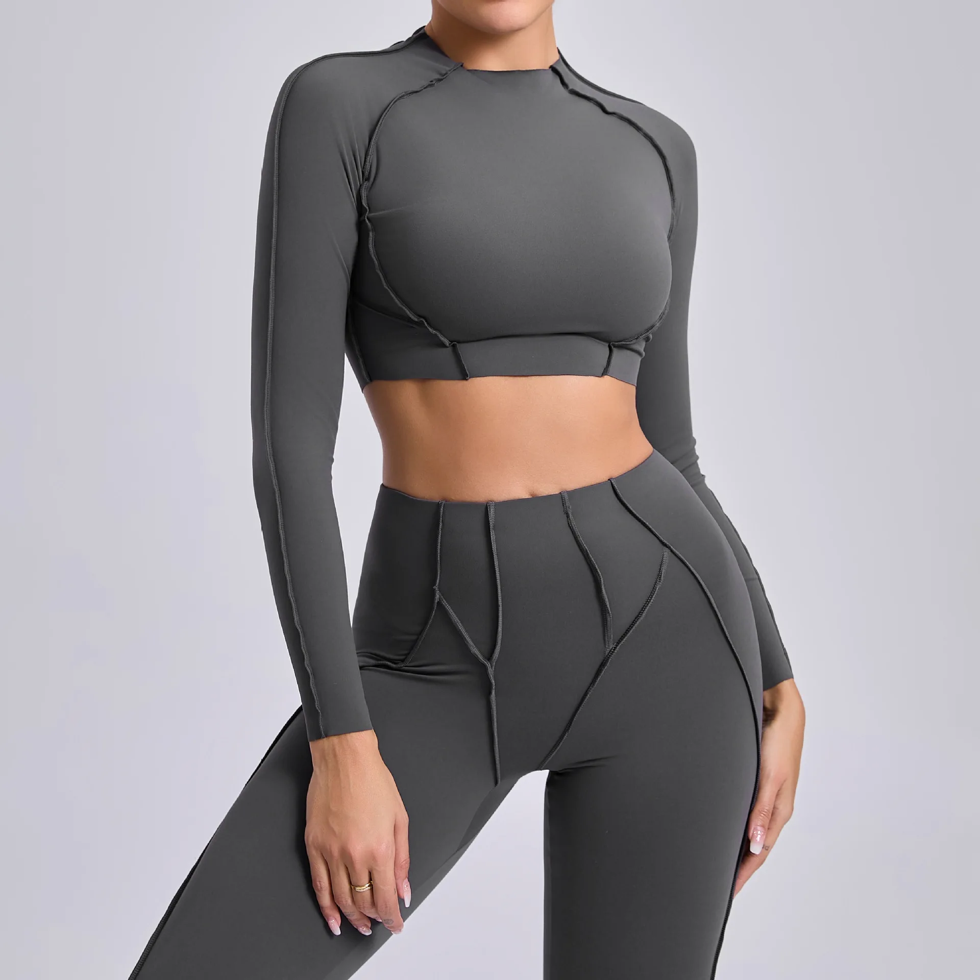 Gym Wear for Women Workout Crop Top Long Sleeve Yoga Shirts Sports Shirts Jogging Tights Fitness Activewear
