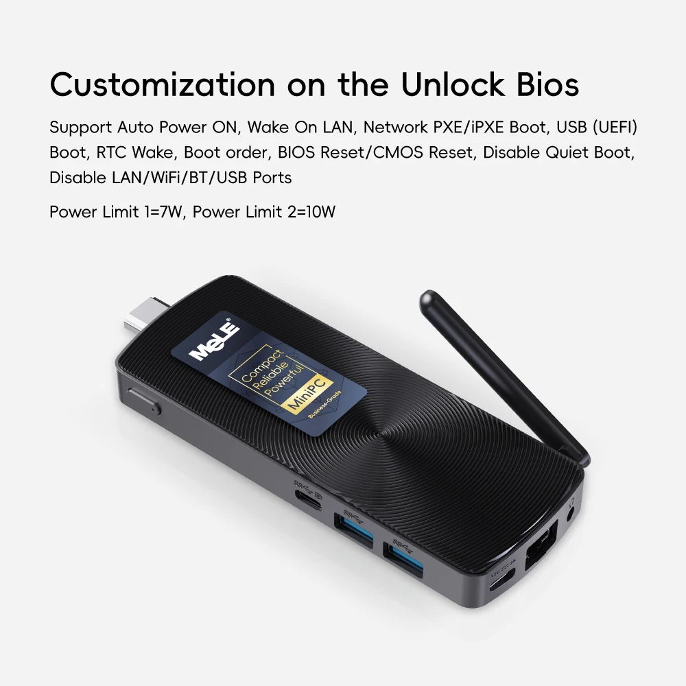 MeLE PCG02 Fanless Mini PC Stick N100 8GB LPDDR4 128GB Micro Desktop Computer with Full Function USB-C, 2.4G/5.0G WiFi, 4K HDMI