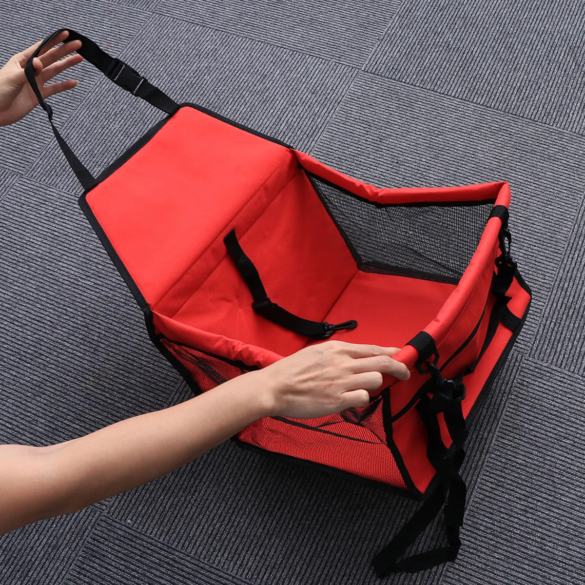 

Adjustable Belt Travel Bag Seat Carrier Safe Vehicle Use Easy Wash Pet Supply Red Color Dog Car Bag Car Dog Carrier Pet Travel