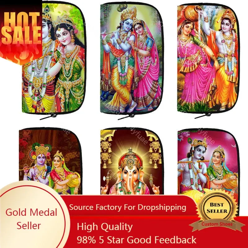 

Nice Radha Krishna Anime Purses Radha Krishna Women Coin Bags Phone Money Holder Bag Long Wallets Gift