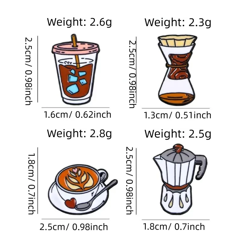Heye Retro Cartoon Handmade Coffee Cup Coffee Machine Brooch Clothing Hat Bag Accessories Badge Pin Patch Gift