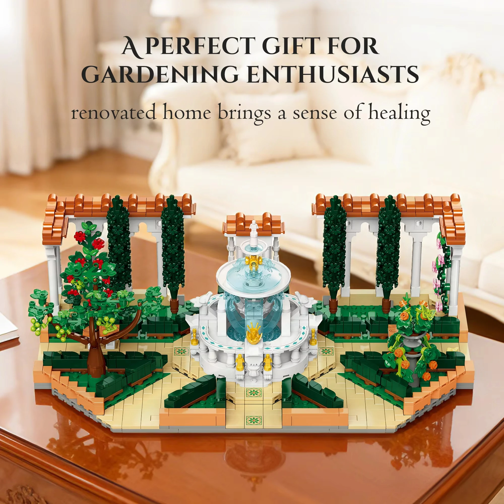

1586pcs Mediterranean-Style City Fountain Square Garden Building Blocks Kit - DIY Model Bricks Gardening Scene Kids Toy Gift MOC