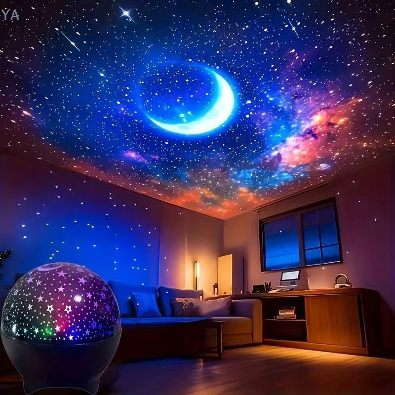 【SA】Moon Star LED Projector Night Light USB Plug Energy Saving Lamp Creative Gift for Teen Girls Boys