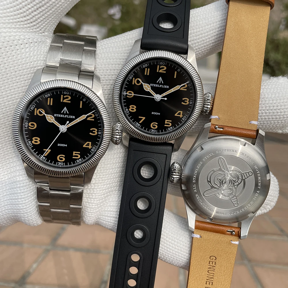 STEELFLIER-Reloj de pulsera de cuarzo oficial SF741, reloj deportivo de lujo Swiss C3 luminoso VH31, silencioso, barrido, segundo movimiento, 200M,