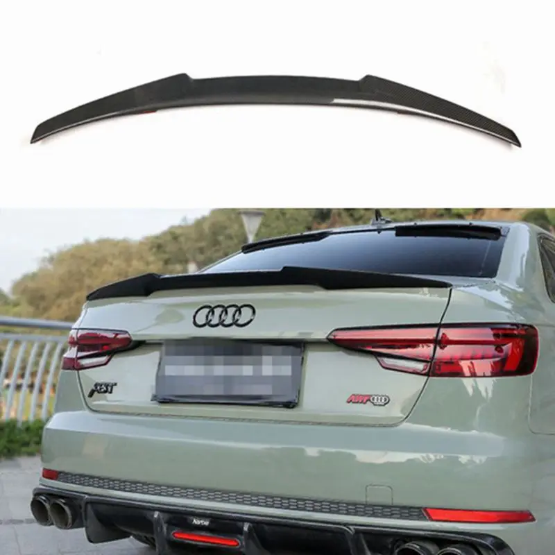 

For AUDI A4 S4 RS4 B9 Sedan M4 style Carbon fiber FRP glossy black Rear Spoiler Trunk Wing Car tuning accessories 2017+