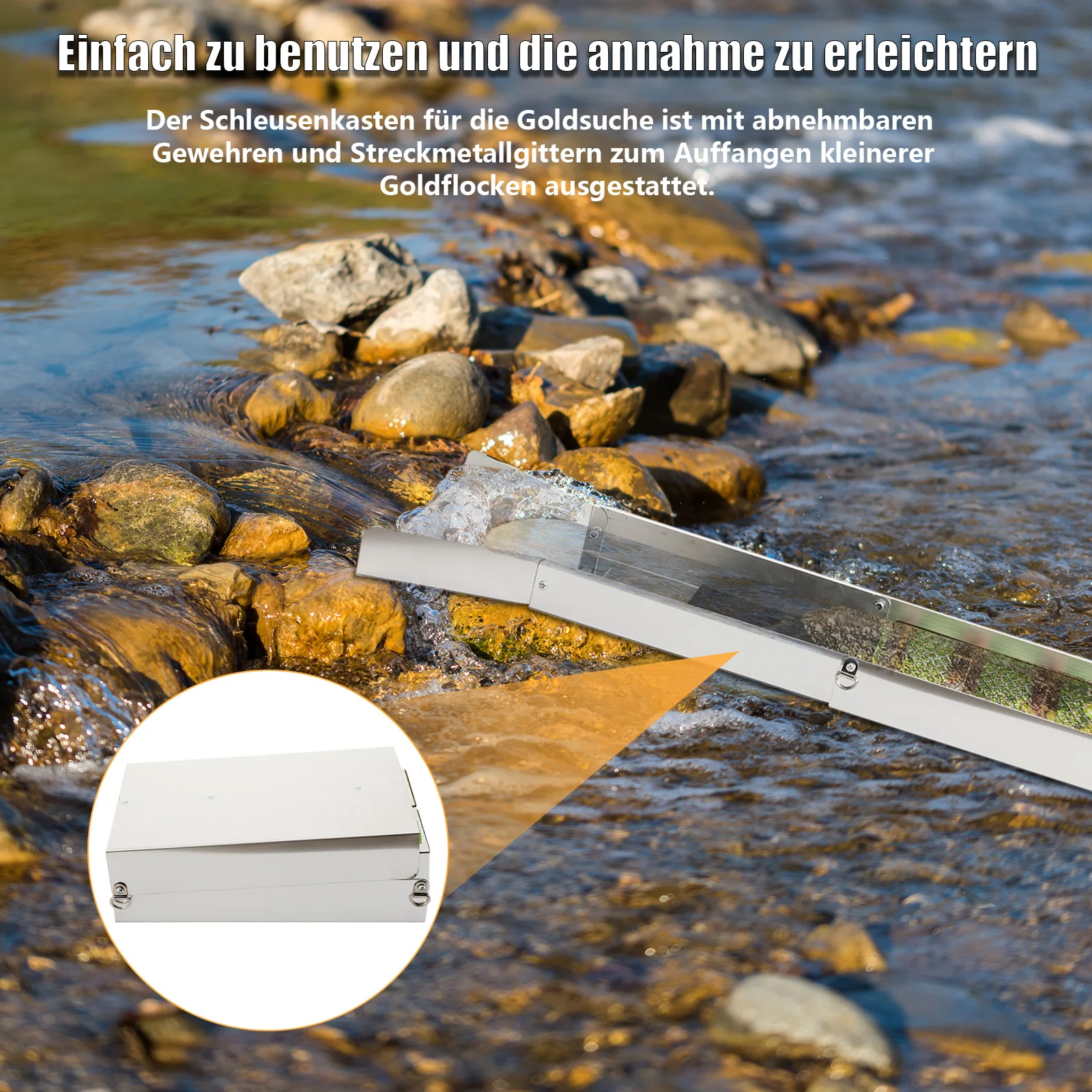 Faltbare Goldwaschrinne aus Aluminiumlegierung – Hochwertiges, tragbares Goldschürf- und Aufbereitungswerkzeug für die Goldgewinnung – Detail 11