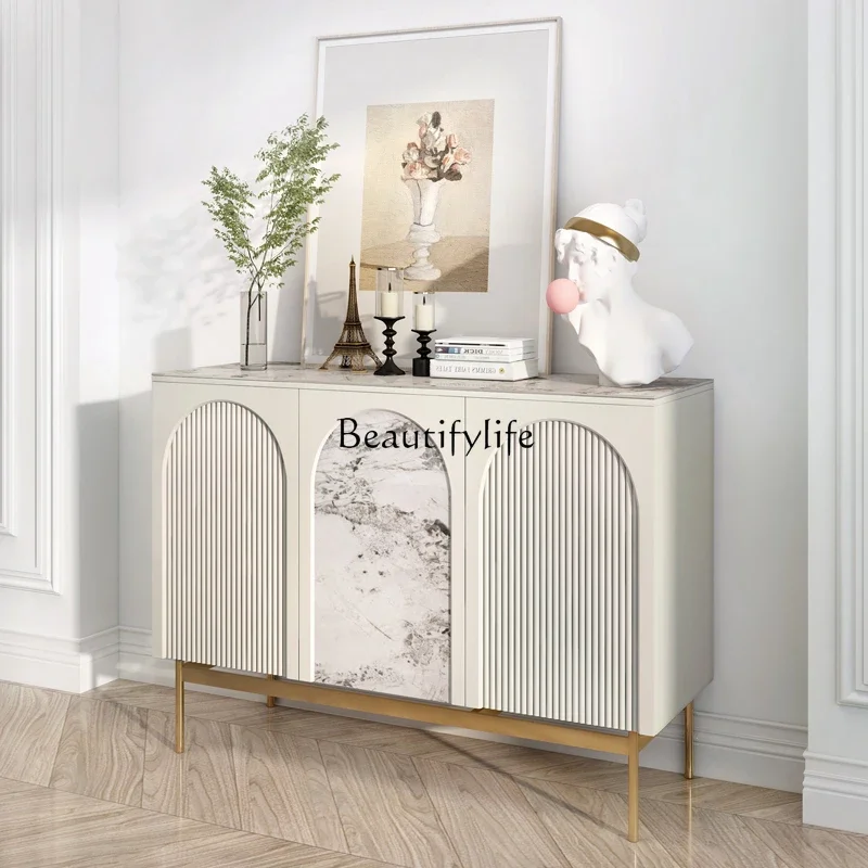

LJY*Italian light luxury home entrance French high-end decorative cabinet Villa rock slab dining side cabinet