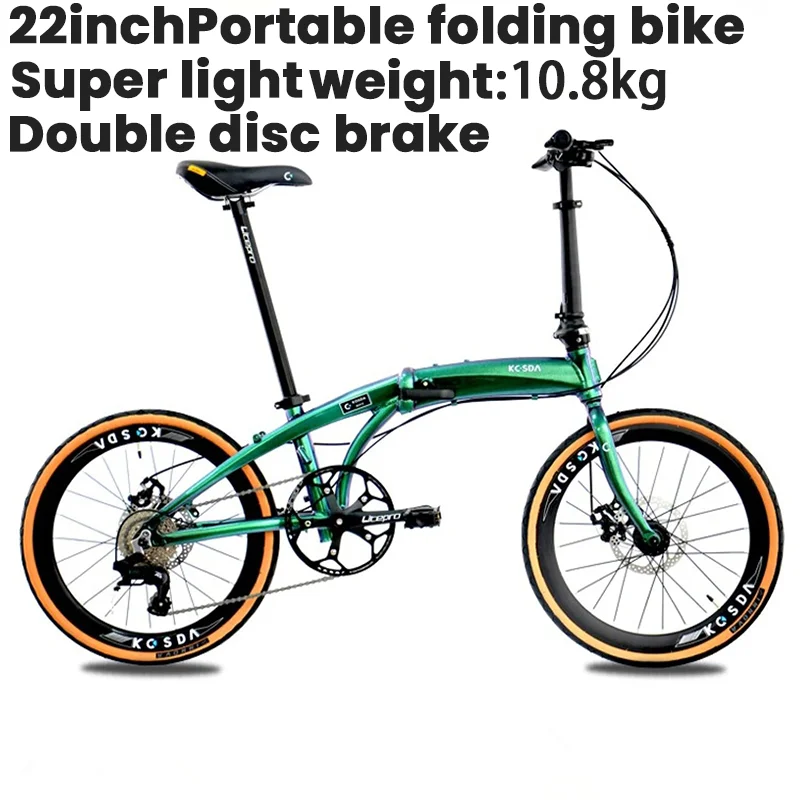 

22inches Aluminum alloy Super light Portable folding bicycle Double disc brake Outdoor bike adapted to the city aldult student