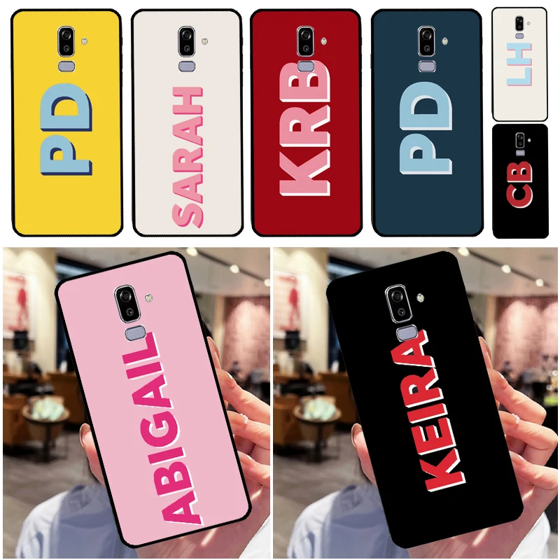 Names Monogram Personalized Shadow Case For Samsung Galaxy A3 A5 J1 J3 J5 J7 2016 2017 J4 J6 Plus A6 A7 A8 A9 2018 Back Cover