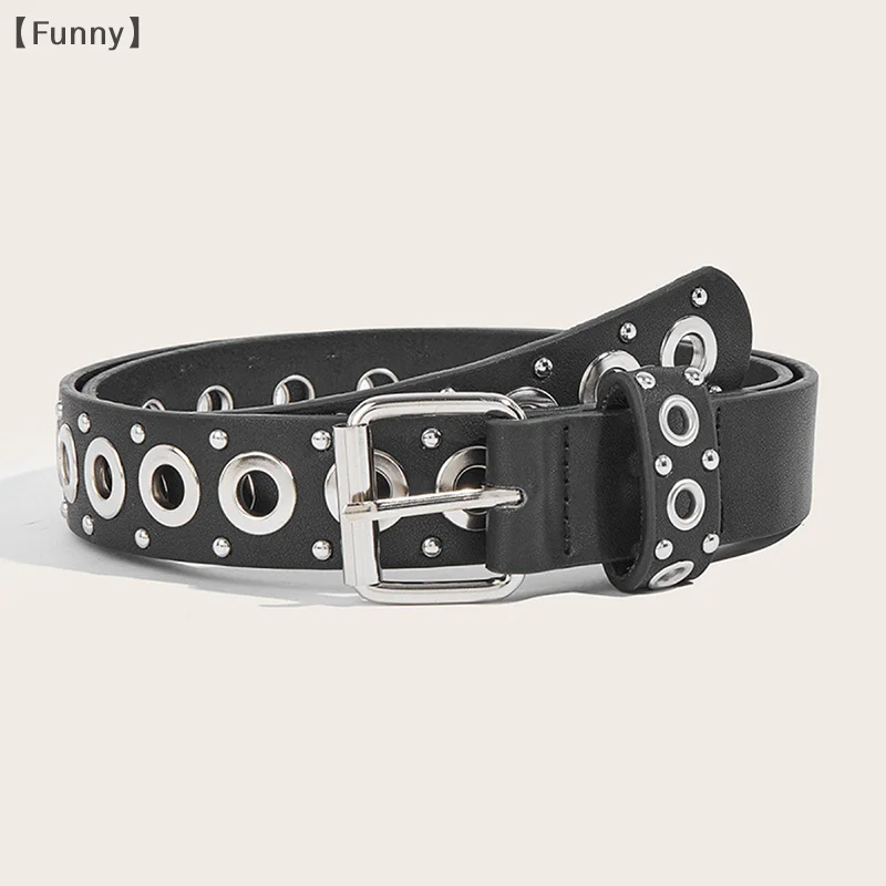 [مضحك] حزام نسائي عصري برشام حزام رفيع شخصية إبرة مشبك حزام الشارع الاتجاه الشرير الهيب هوب نمط الحزام