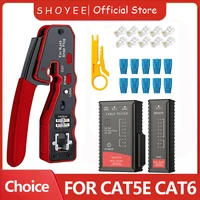 Kit de herramientas de prensado RJ45, crimpadora y probador Ethernet para conectores modulares Cat5e Cat6 Cat6a 8P8C