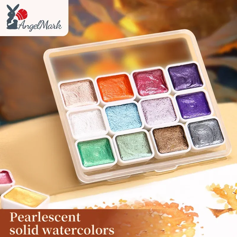 AngelMark Pearlescent Solid Watercolor Pigment Set Art Dripping Glue Ancient style illustration DIY Clay Coloring Nail Supplies