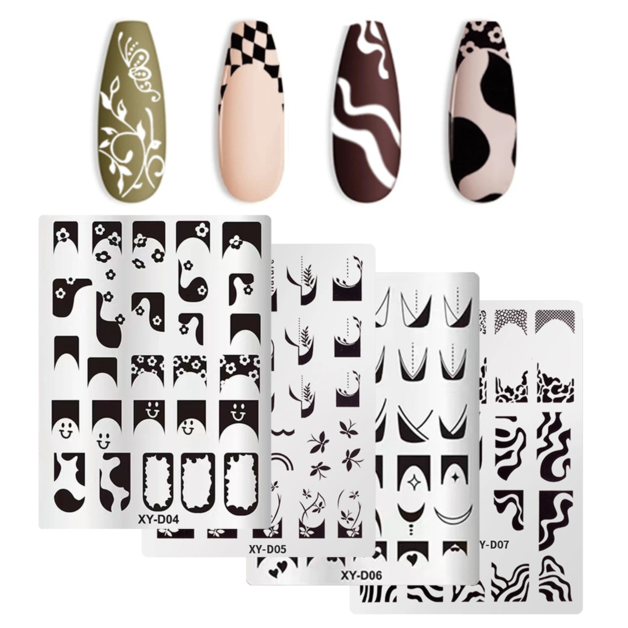 Nail Polish Flower Leaf Stripe Printing Stamp Template Tool Plate Manicures Decoratio Nail Art Stamping Plate French Line Design