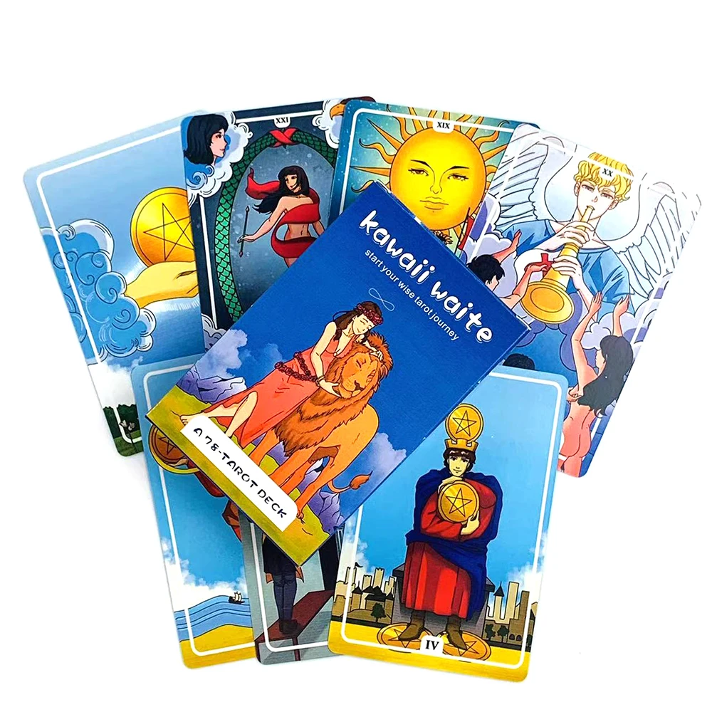 Kawaii Waite Start Your Wise Tarot Journey 78pcs Tarot Deck,Unique Mystic Designs, Perfect For Divination & Gift Giving
