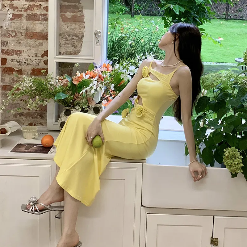 2025 verano Sexy Hottie Slip vestido ahuecado vestidos largos falda envolvente de cadera mujeres Casual moda Sweie Gilr Night Club disfraz