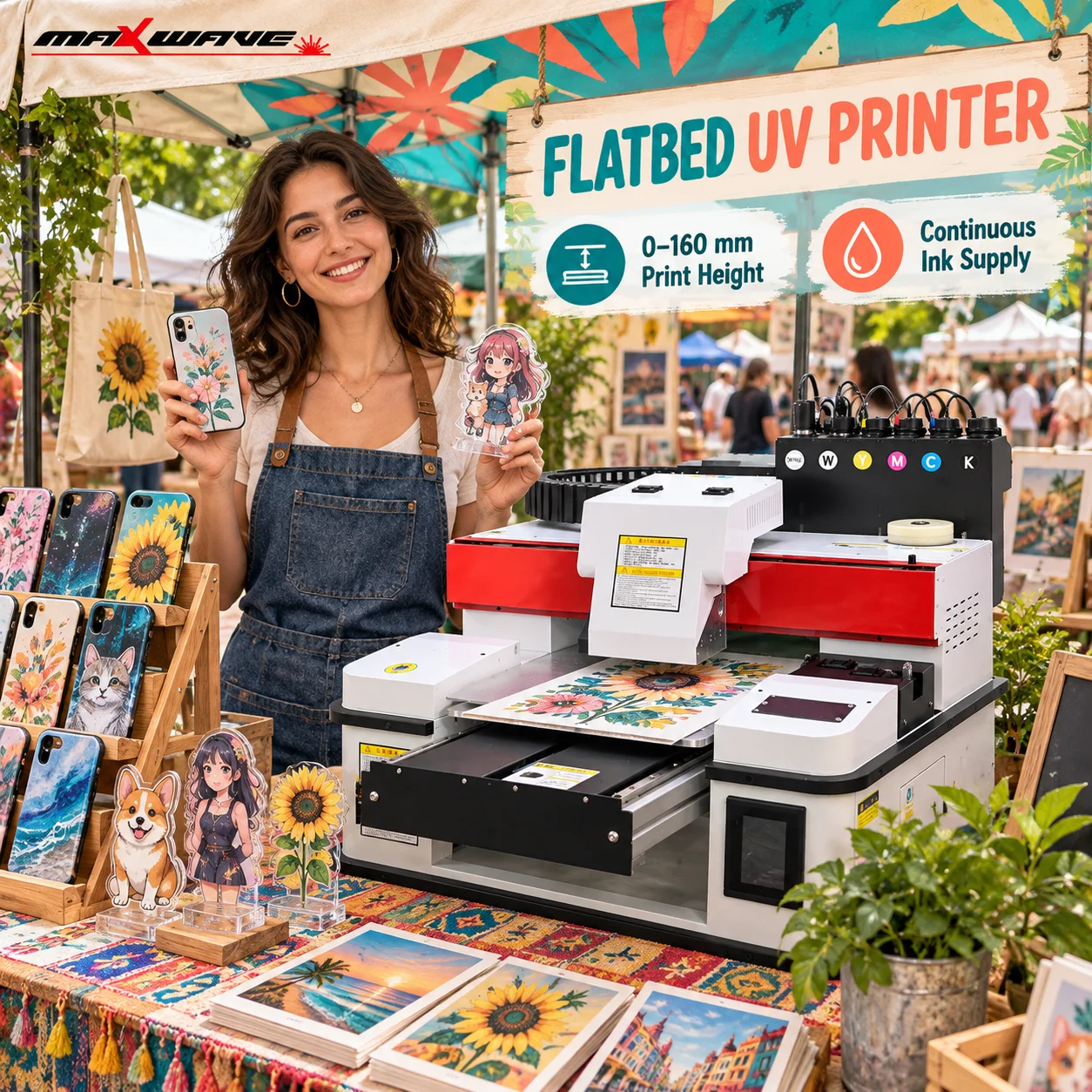 Desktop UV Flatbed Printer with Continuous Ink Supply for Outdoor Custom Products
