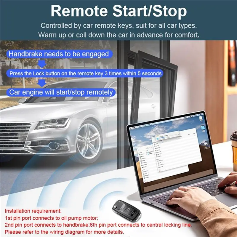 Car Alarm One Button Start/Stop System Kit Remote Engine Door Lock Keyless Entry System Central Locking-A91R