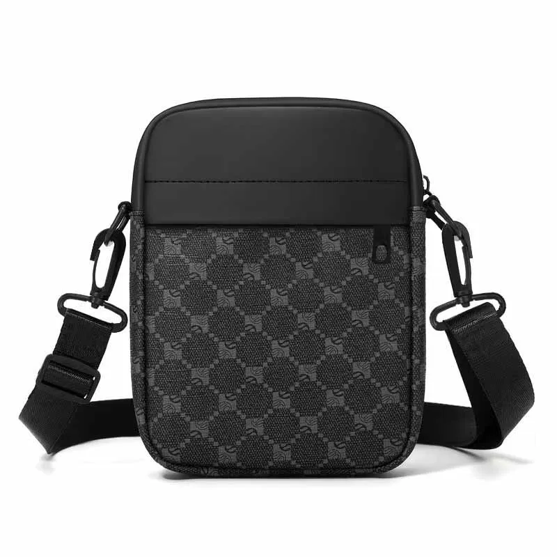 Klassische karierte Umhängetasche für Herren – Luxuriöse PU-Leder-Schultertasche mit verstellbarem Riemen für Business- und Alltagsgebrauch – Detail 6