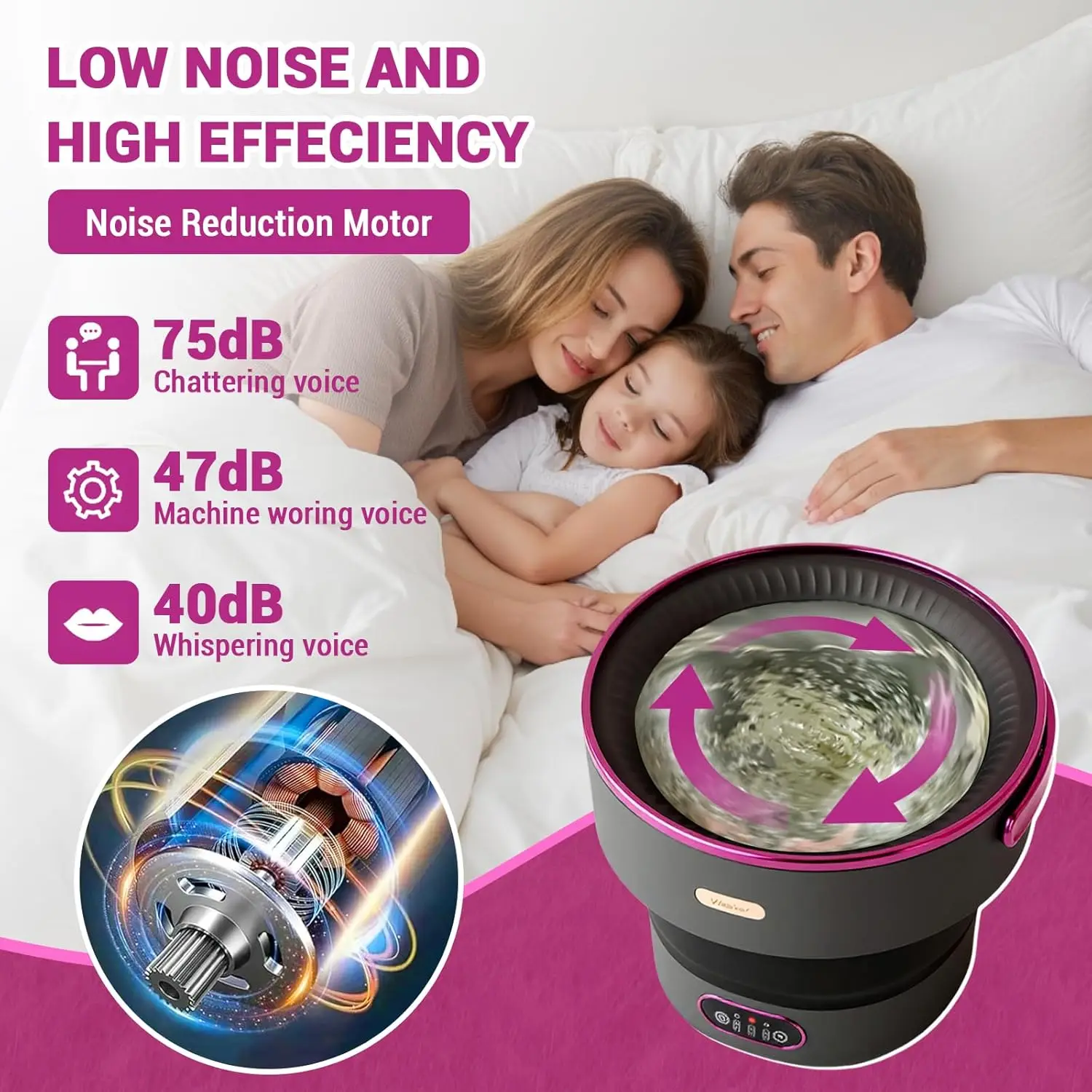 Portable Washing Machine 13L Foldable Mini Washer with with 4 Modes and Spin Basket Deep Cleaning of Underwear Baby Clothes