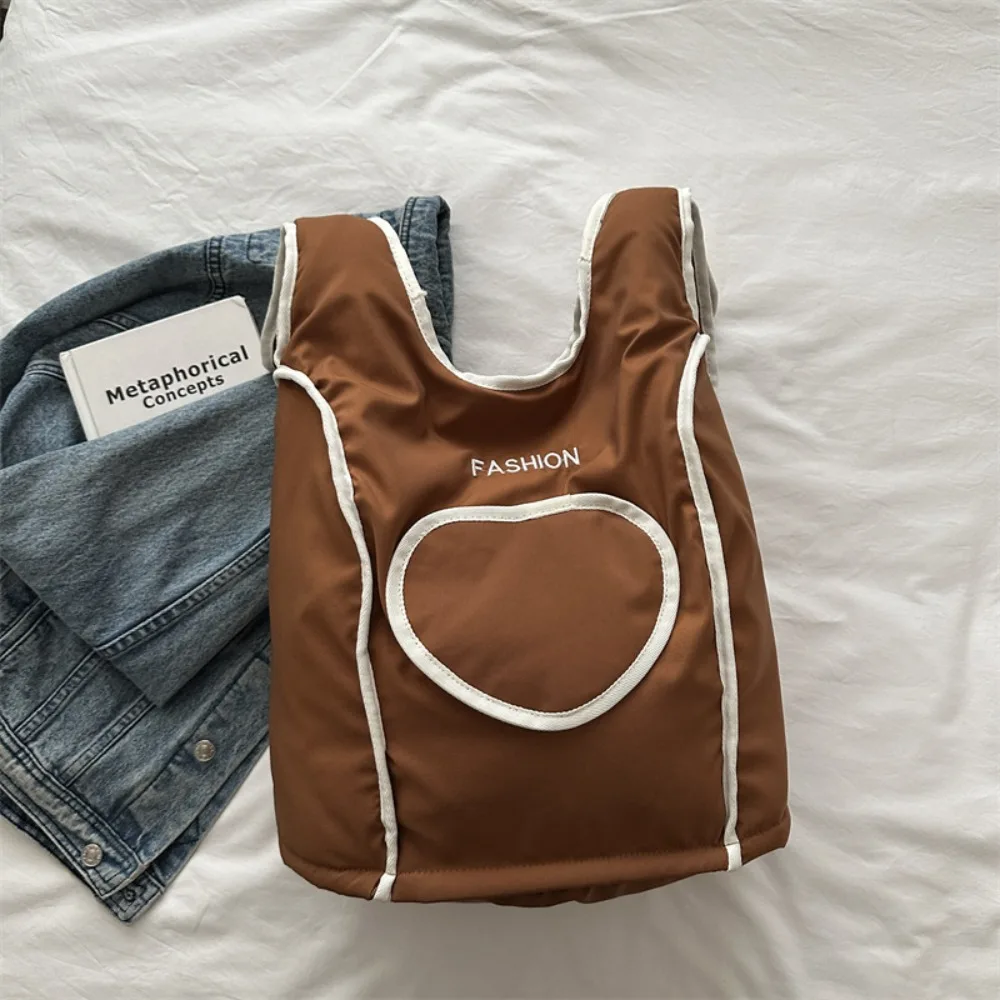 

Letter Embroidery Love Vest Backpack Solid Color Large Capacity Students School Bag Nylon Travel Bag Shoulder Bag Outdoor