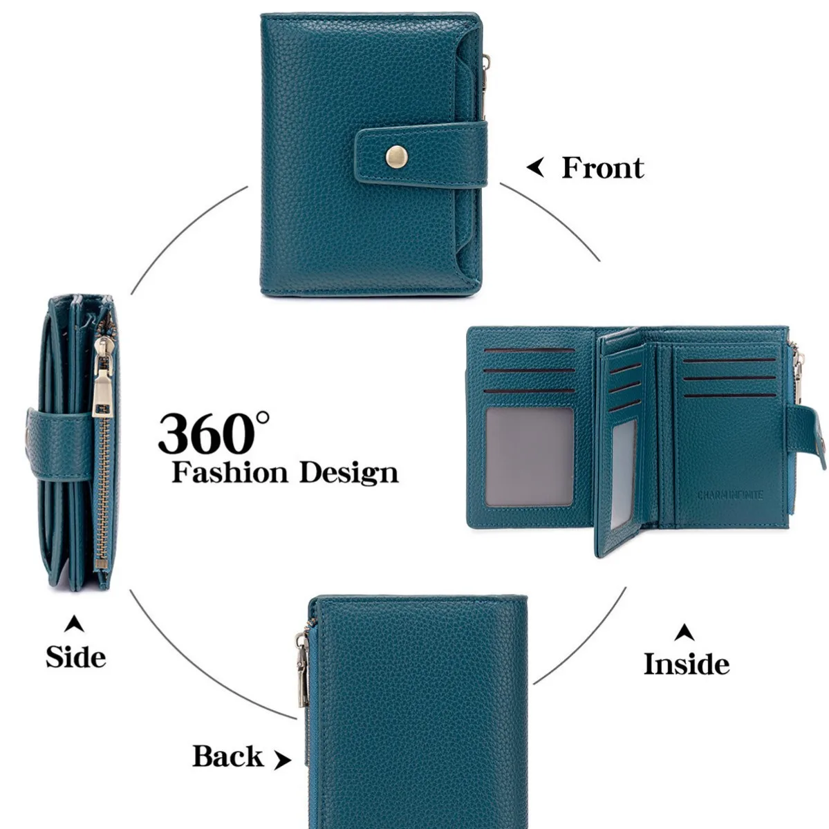 New RFID Blocking Women's Wallet - PU Leather Zip-Clasp Compact Purse, Fashionable Multi-Card Holder