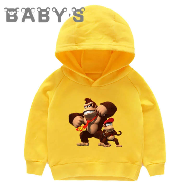 Hot Sale Donkey Kong Country Print Kids Hoodies Monkey Boys Girls Sweatshirts Autumn Children Clothes Cotton Baby Tops,KMT5221 image 4