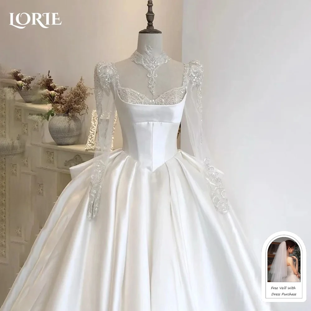 

LORIE Vintage Wedding Dress A-Line Long Sleeve Ball Princess High Collar Bridal Gown V Corset Ball Bride Gown Customized2026