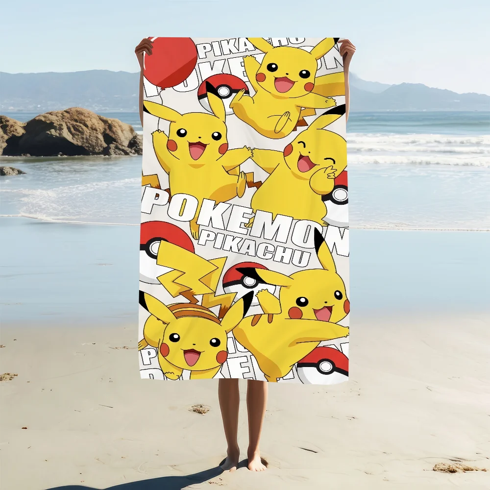 Towel Cool Cartoon P-Pikachus-S Cute For Travel Gym Shower Camping Quick Dry Sports Large Beach Towels Soft Pool Gift